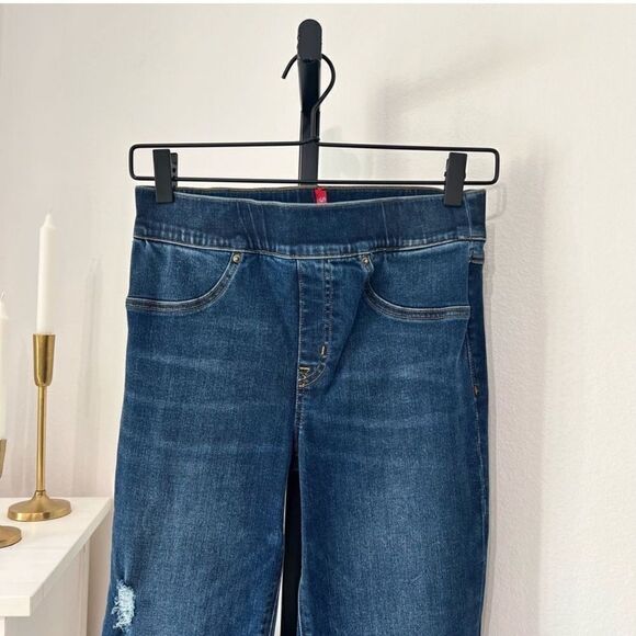 Spanx Shape and Lift high-rise distressed skinny jeans in mid wash Sz XS Petite - Picture 6 of 13